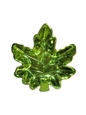 Greenbrier Maple Leaf Serving Tray Green Silver Metallic Finish 8x9 inches